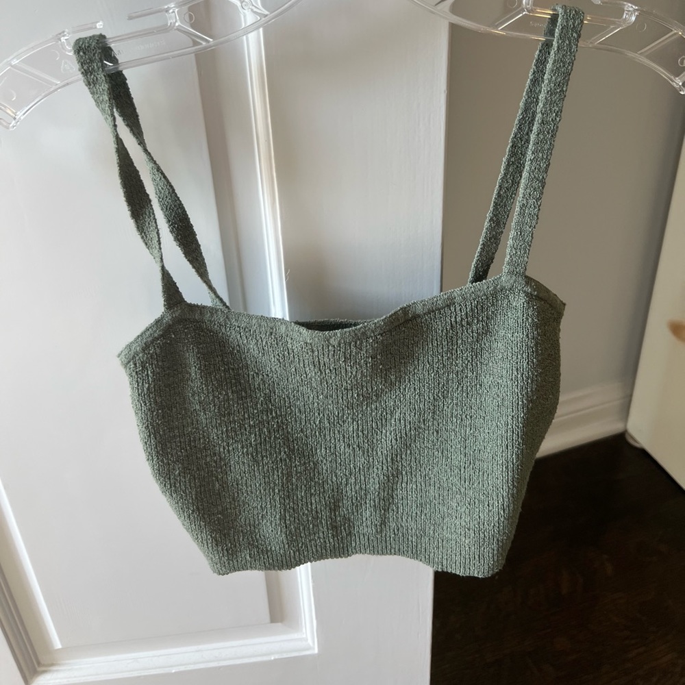 Green madewell knit cropped tank